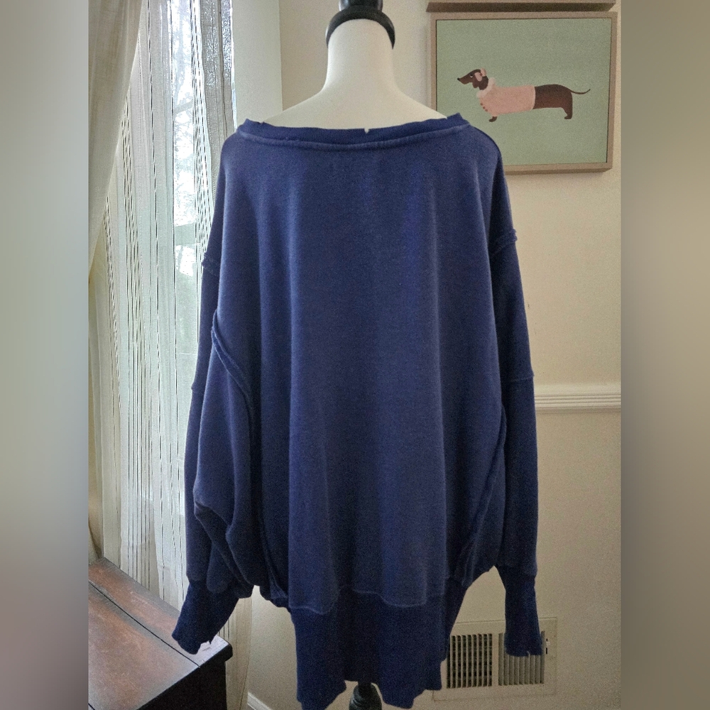 Free People We The Free Graphic Camden Sweatshirt - Blue Floral - Large - Picture 7 of 8